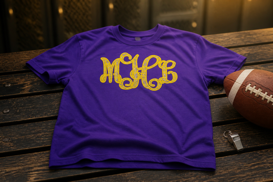 Lace Appliqué Monogram T-Shirt – Personalized Game Day Tee