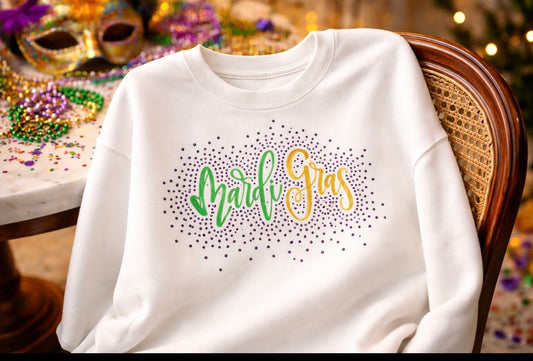 Mardi Gras Embroidered and Rhinestone Sweatshirt